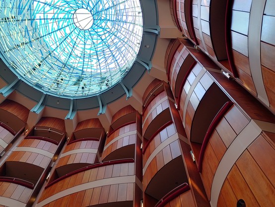 The atrium of the Newmark Theatre.