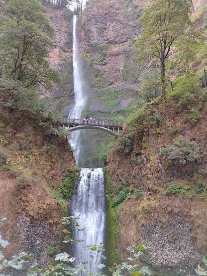 View of the Multnomah Falls from the bottom. It's only about a 30 minute walk to the top on a nicely paved walkway.