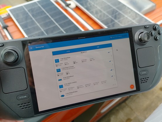 The Victron app running on the Steam Deck.