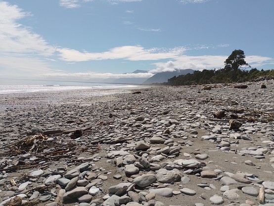 The last bit of the road south to Jackson was closed due to flooding. This is about 5km away looking north. I love the rugged beaches.