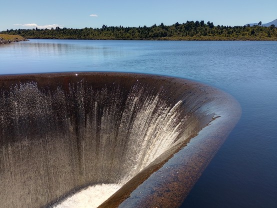 An outlet on one of the reservoirs. Much of the cycle trail was alongside reservoirs that were originally created to provide water to sluice the gravels in the gold days but now have been converted to hydro dams.