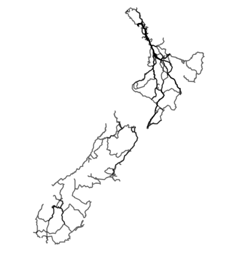 Our GPX tracks from the last four years. It's starting to look a lot like the shape of New Zealand.